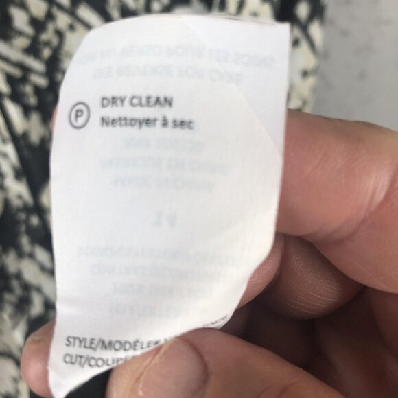 Vince Dress Womens 14 Black White Silk Sleeveless Shift Sheath Patterned Midi - Picture 8 of 14